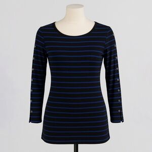 Cable & Gauge Striped Button-Sleeve Top (M)